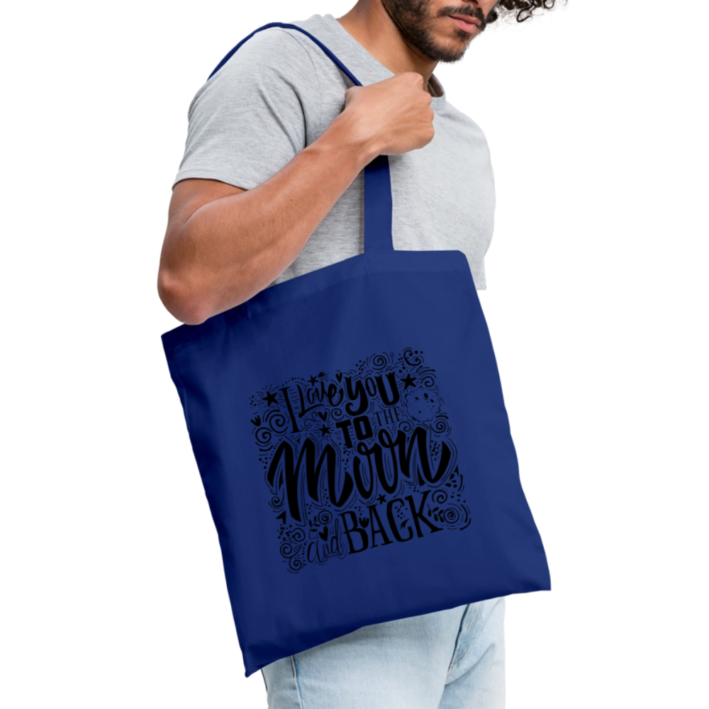 Tote Bag I love you to moon and back Peace noir - Lusoquot - bleu royal