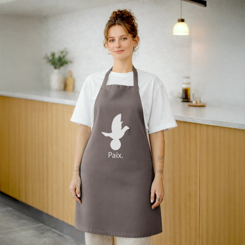 Tablier de cuisine Paix blanc - Lusoquot - gris