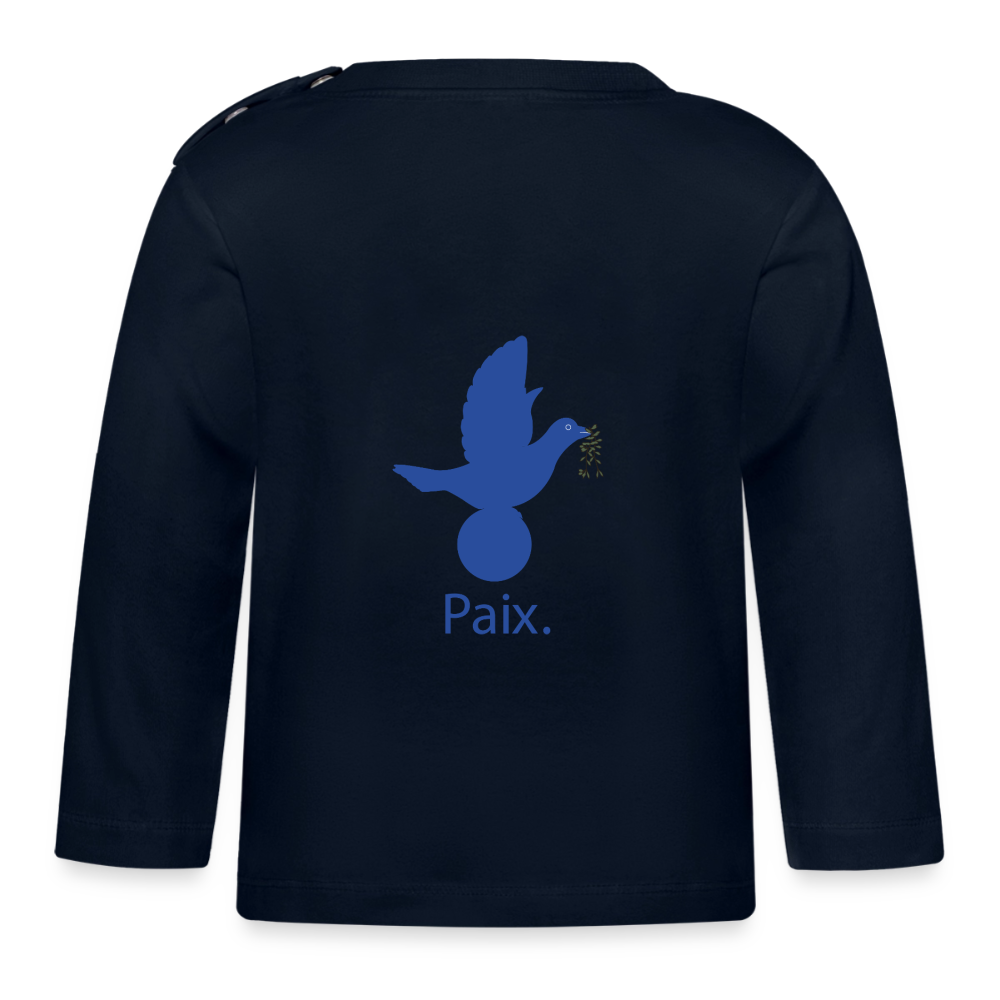 T-shirt manches longues Bébé anniversaire 1 an Paix bleu - Lusoquot - marine