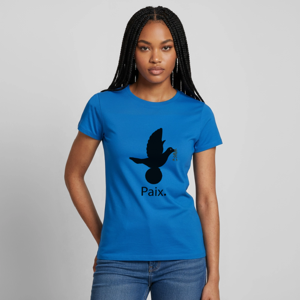 T-shirt Femme Paix noir - Lusoquot - bleu royal