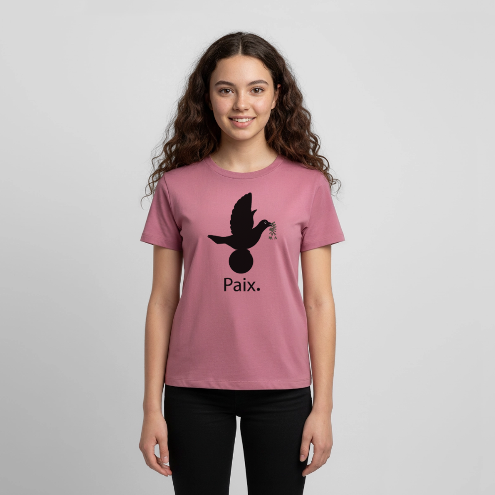 T-shirt Premium Ado Paix noir - Lusoquot - mauve