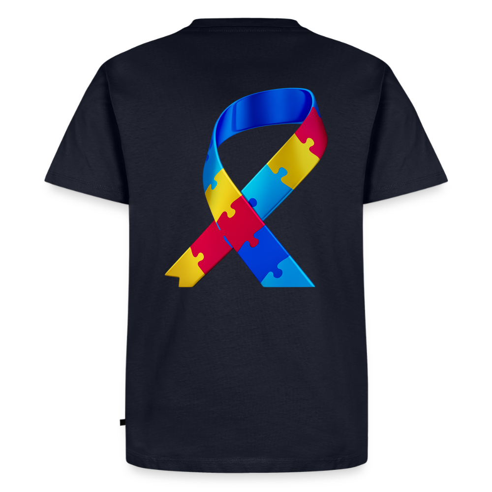 T-shirt Premium Homme trisomie 21  Paix jaune - Lusoquot - bleu marine