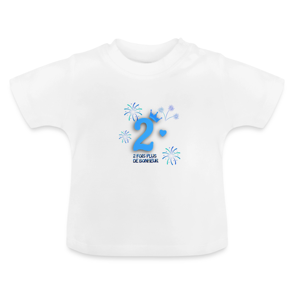 T-shirt Bébé anniversaire 2ans Paix bleu - Lusoquot - blanc