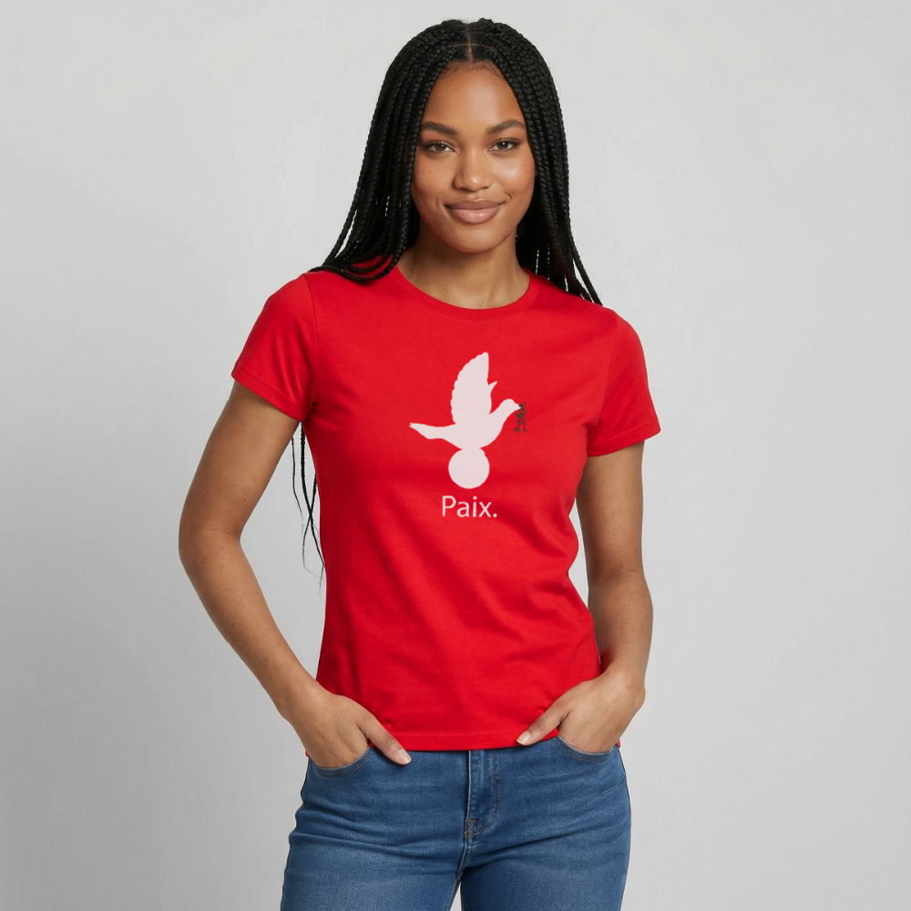 T-shirt Femme Paix blanc - Lusoquot - rouge