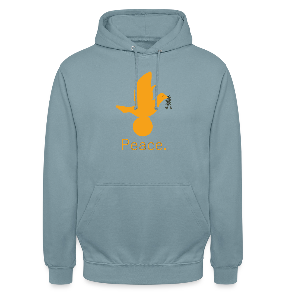 Sweat-shirt à capuche unisexe Peace. orange Lusoquot - bleu fumée