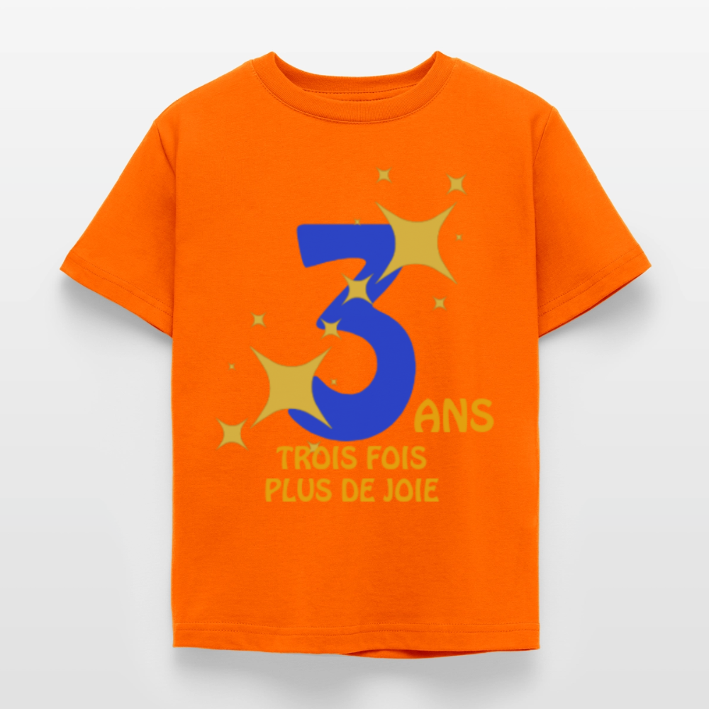 T-shirt Enfant anniversaire 3 ans  Paix bleu - Lusoquot - orange