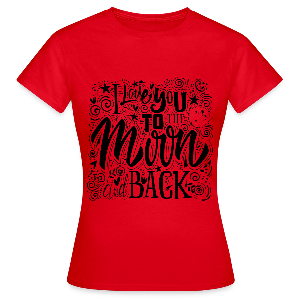 T-shirt Femme I love you to moon and back Peace noir - Lusoquot - rouge