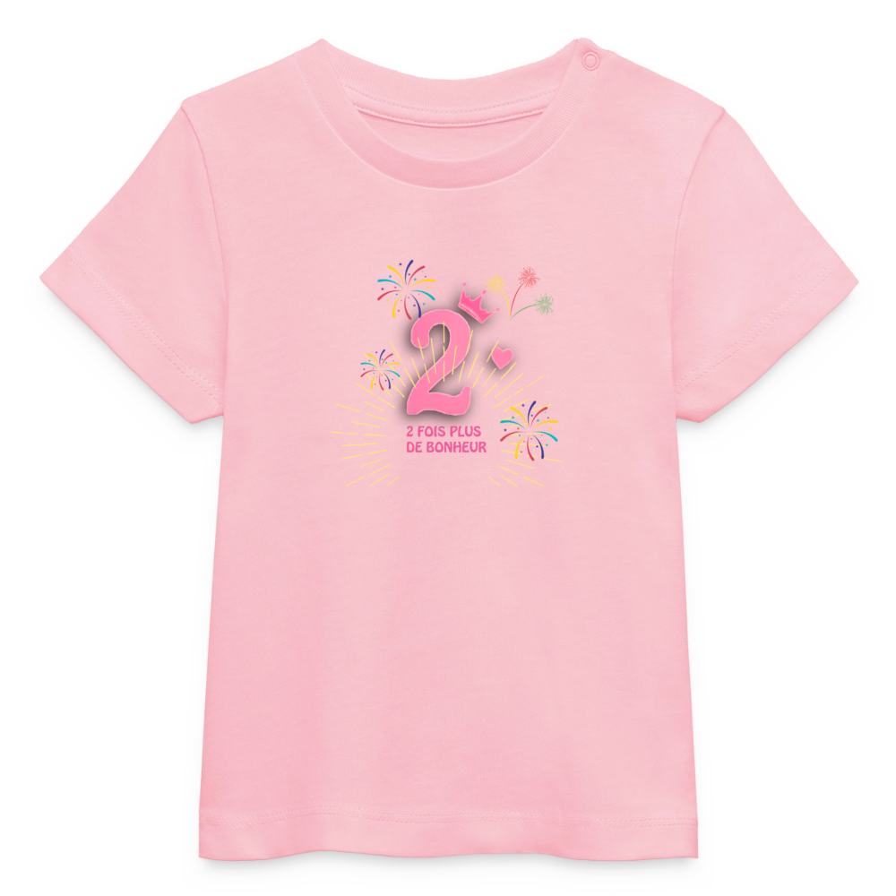 T-shirt bébé bio Stanley/Stella anniaversaire 2 ans Ntifafa rose - Lusoquot - rose pâle