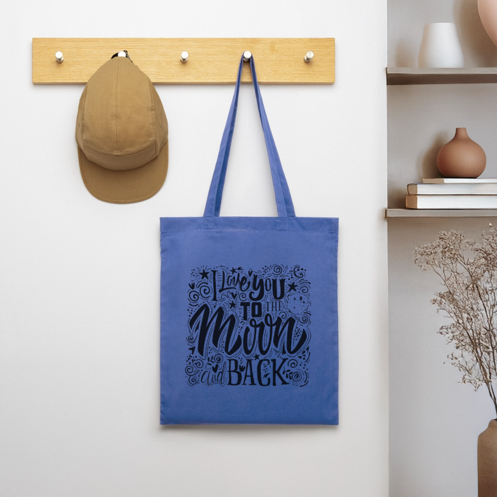 Tote Bag  I love you to moon and back Shaanti noir - Lusoquot - bleu pâle