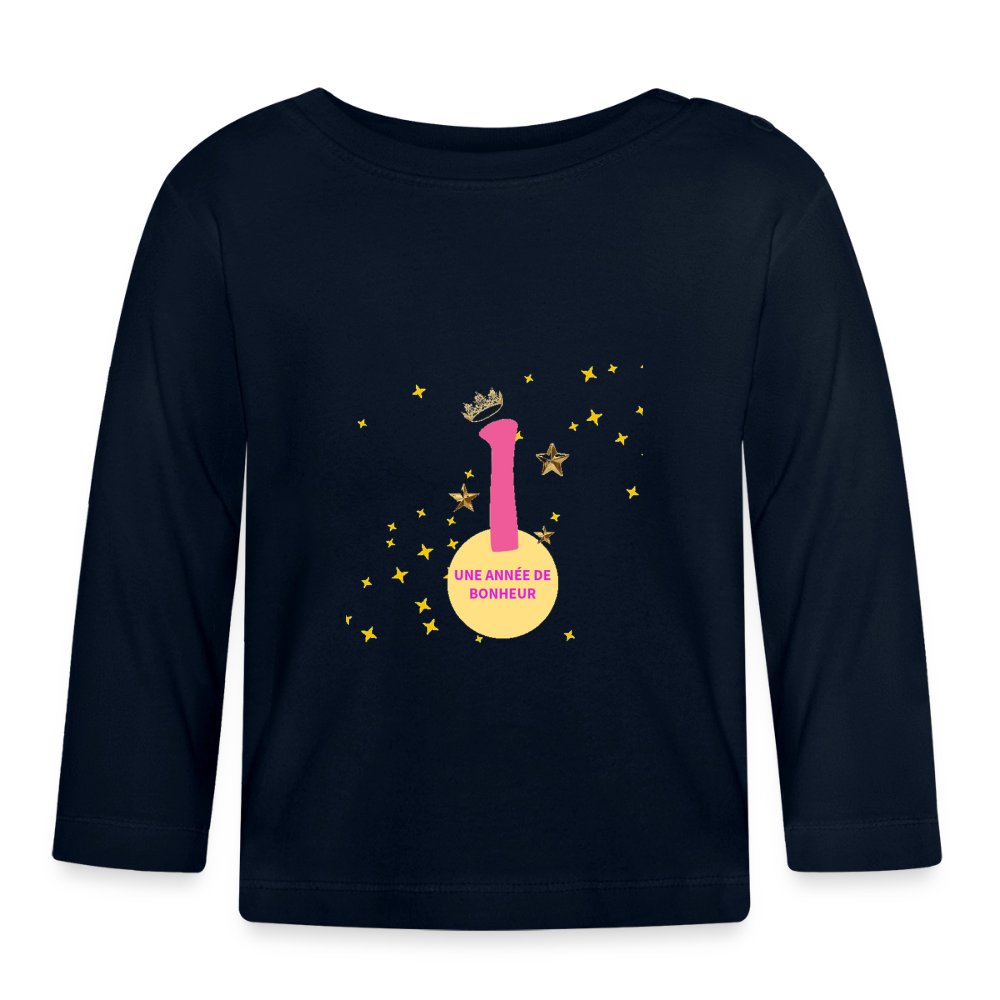 T-shirt manches longues Bébé anniversaire 1an - Lusoquot - marine