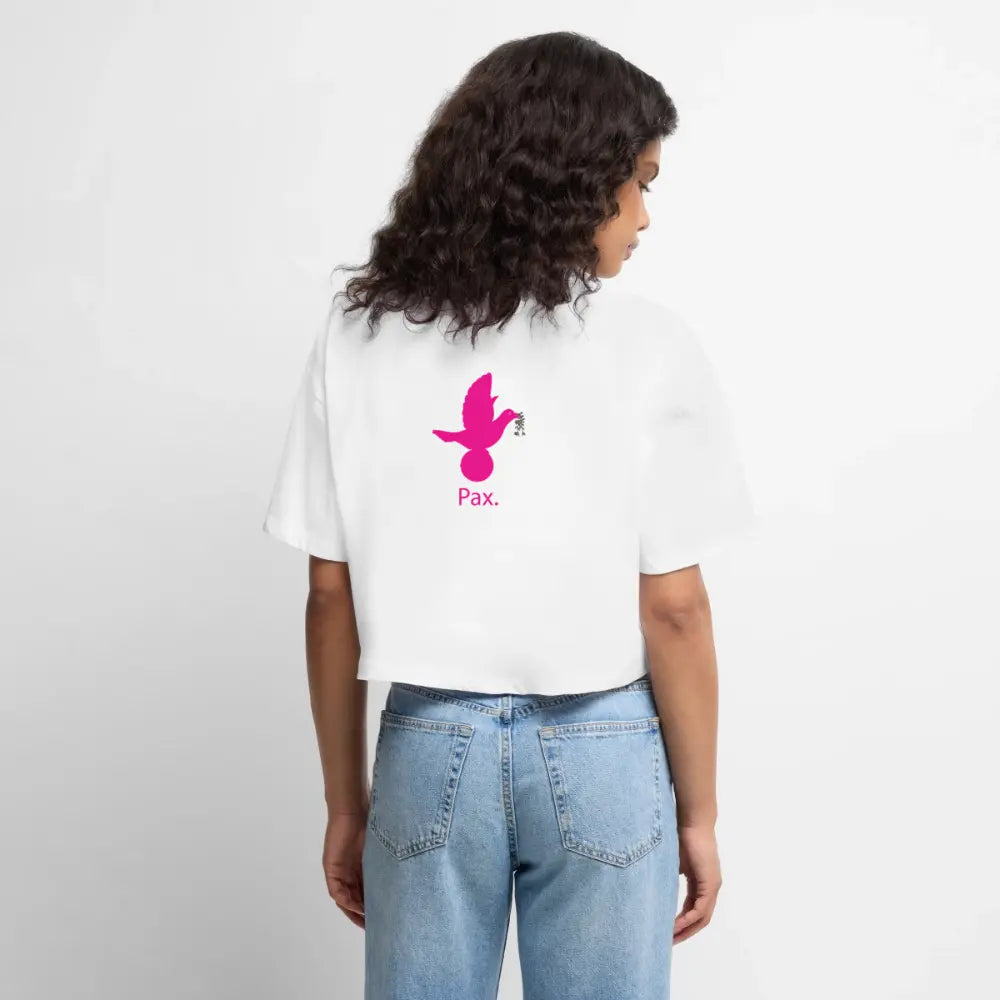 Crop top Premium bio Oversize Femme fête des mères Pax rose - Lusoquot - blanc