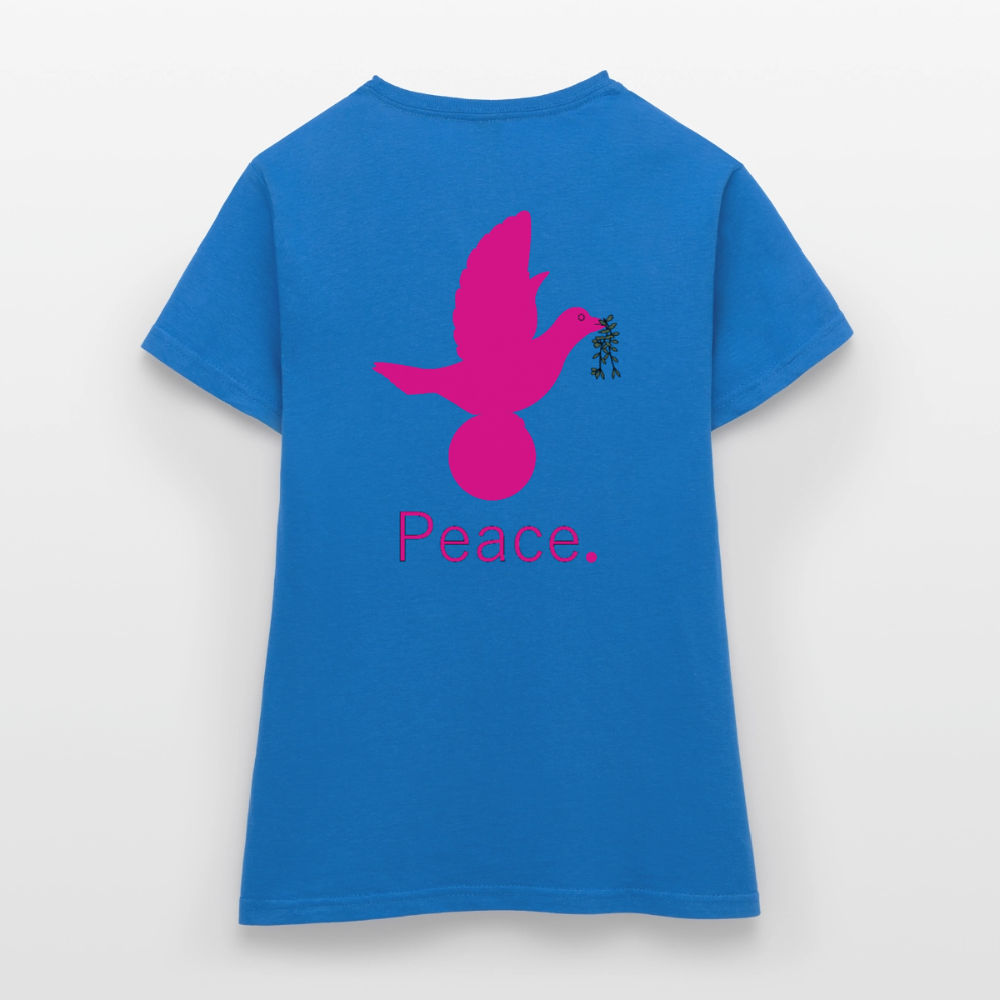 T-shirt Femme coeur Peace rose  - Lusoquot - bleu royal