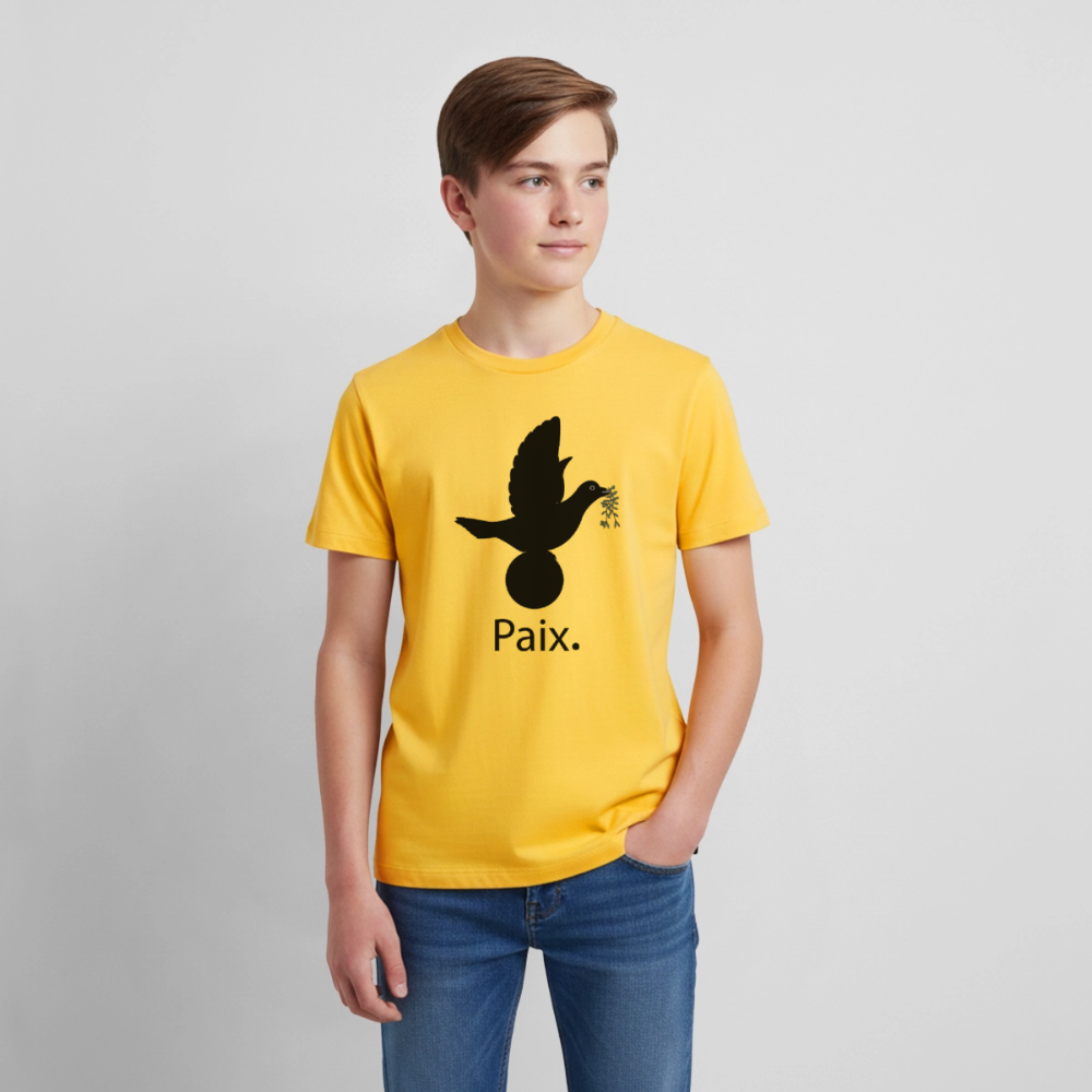 T-shirt Premium Ado Paix noir - Lusoquot - jaune soleil