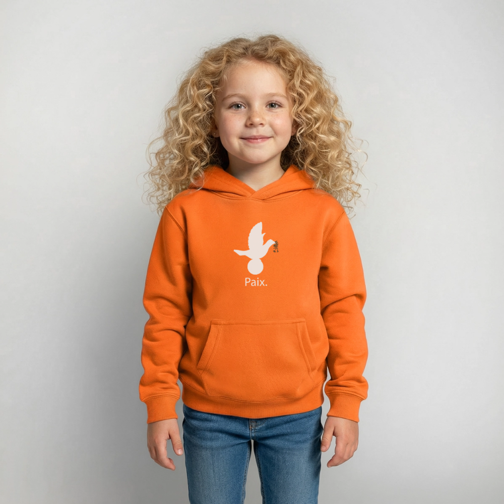 Sweat à capuche Enfant Paix blanc - Lusoquot - orange
