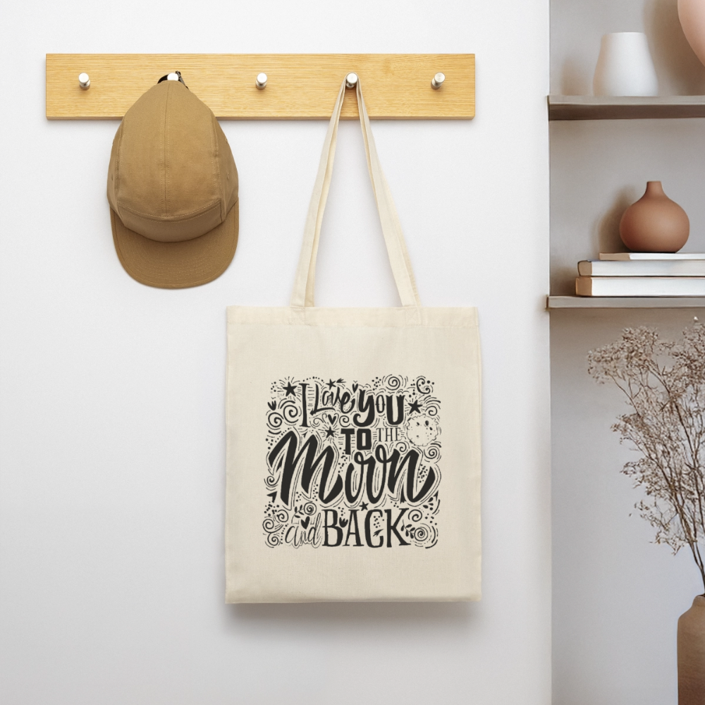 Tote Bag  I love you to moon and back Shaanti noir - Lusoquot - nature