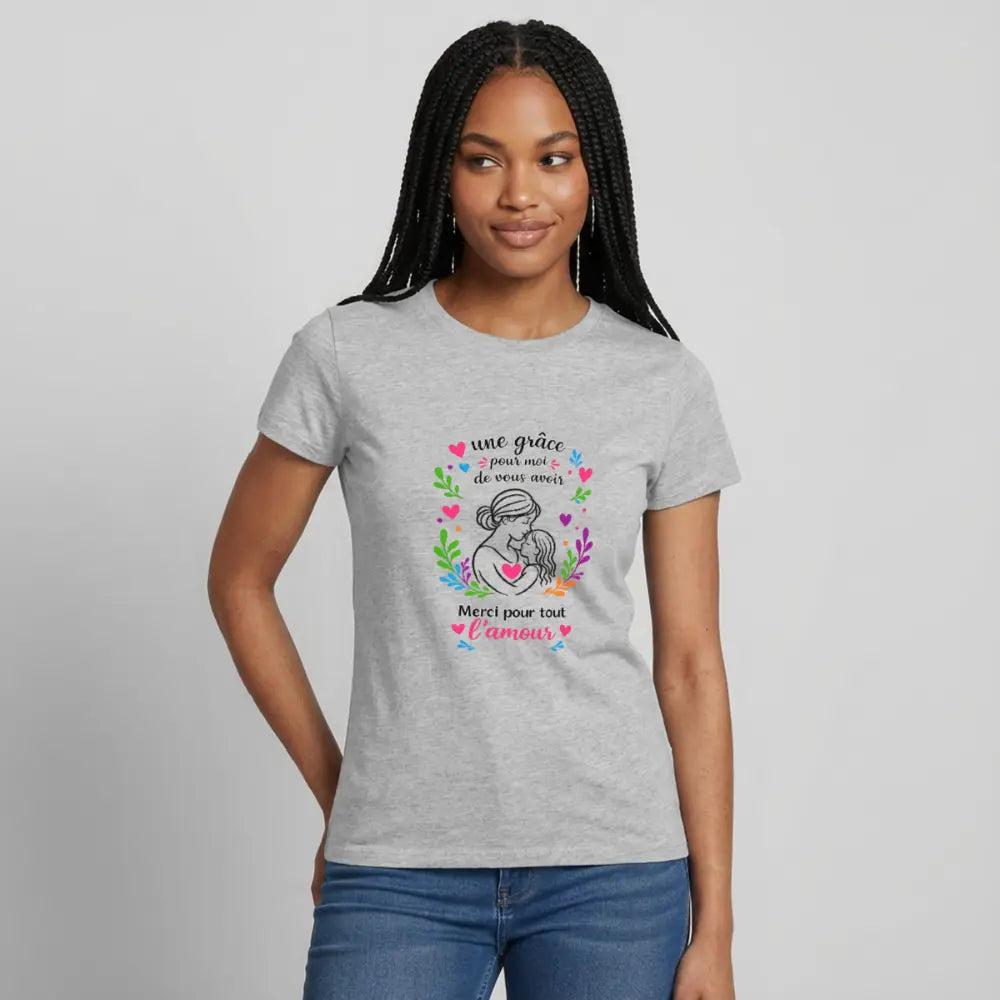 T-shirt Femme fête des mères Ntifafa rose - Lusoquot - gris chiné