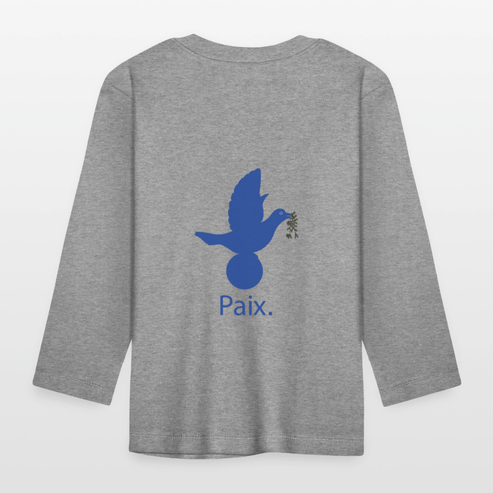 T-shirt manches longues Bébé anniversaire 1 an Paix bleu - Lusoquot - gris chiné