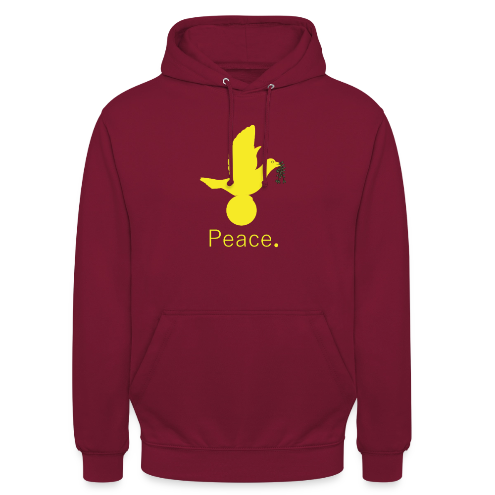 Sweat-shirt à capuche unisexe Peace jaune Lusoquot - bordeaux