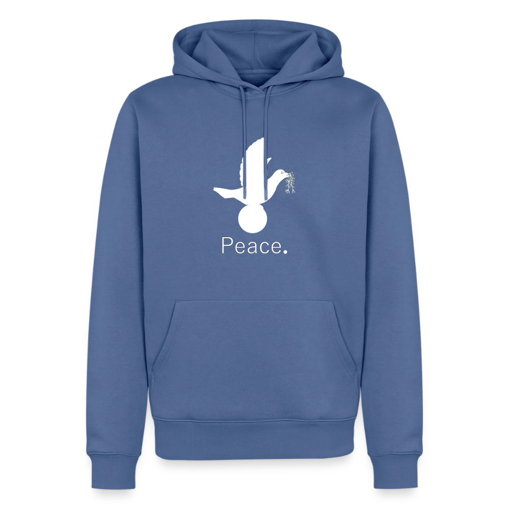 Sweat-shirt à capuche Premium pour hommes peace blanc - Lusoquot - bleu pigeon