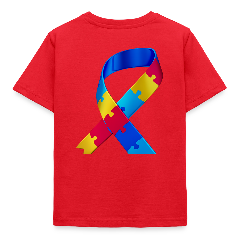 T-shirt Enfant trisomie 21 Paix jaune - Lusoquot - rouge