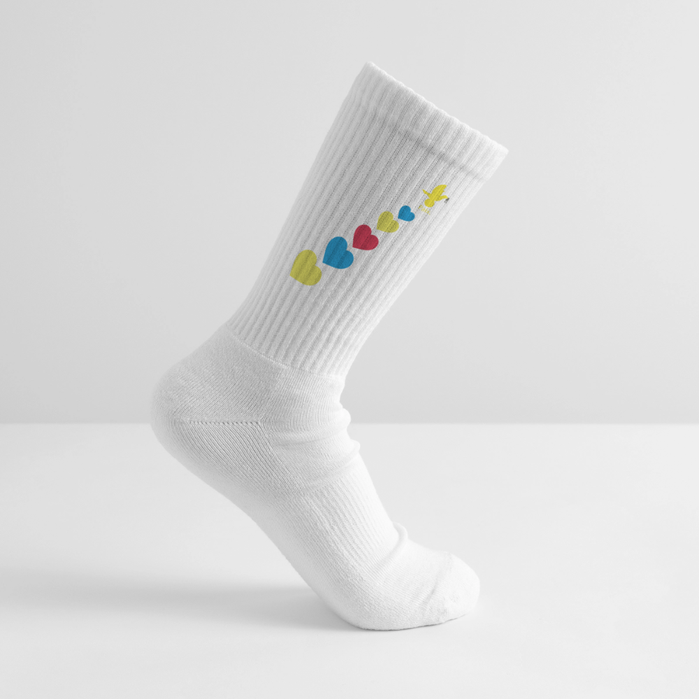 Chaussettes de tennis Trisomie 21  Paix jaune - Lusoquot - blanc