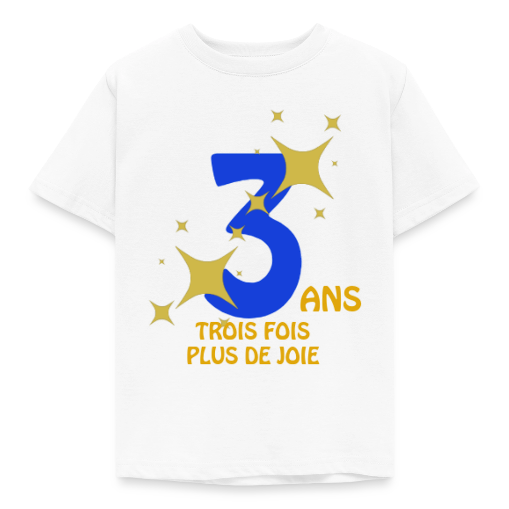 T-shirt Enfant anniversaire 3 ans  Paix bleu - Lusoquot - blanc