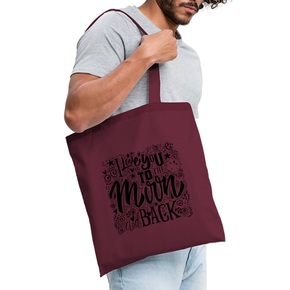 Tote Bag I love you to moon and back Peace noir - Lusoquot - bordeaux