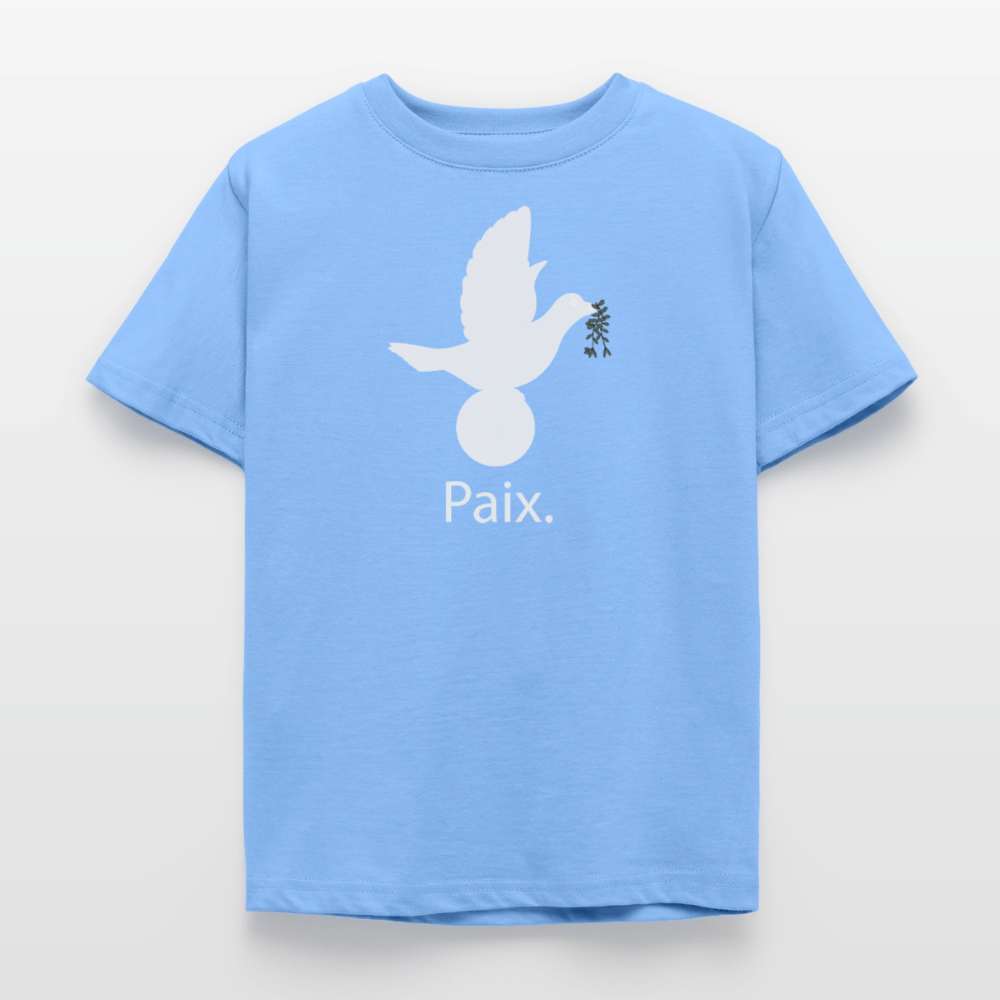 T-shirt Enfant Paix blanc - Lusoquot - bleu ciel