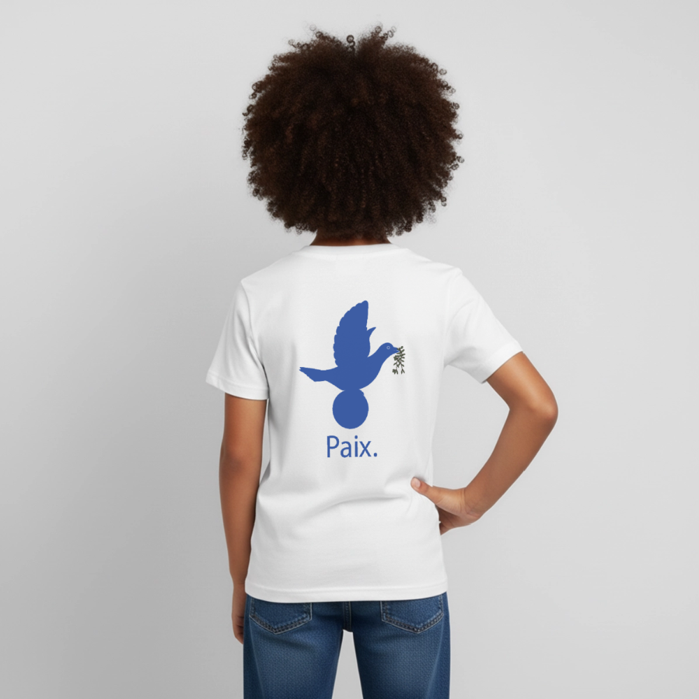 T-shirt Enfant anniversaire 3 ans  Paix bleu - Lusoquot - blanc