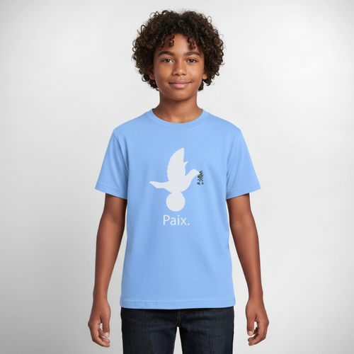 T-shirt Ado  Paix blanc - Lusoquot - bleu ciel