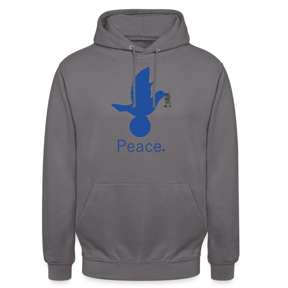 Sweat-shirt à capuche unisexe Peace bleu - gris éléphant