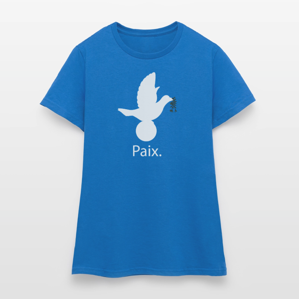 T-shirt Femme Paix blanc - Lusoquot - bleu royal