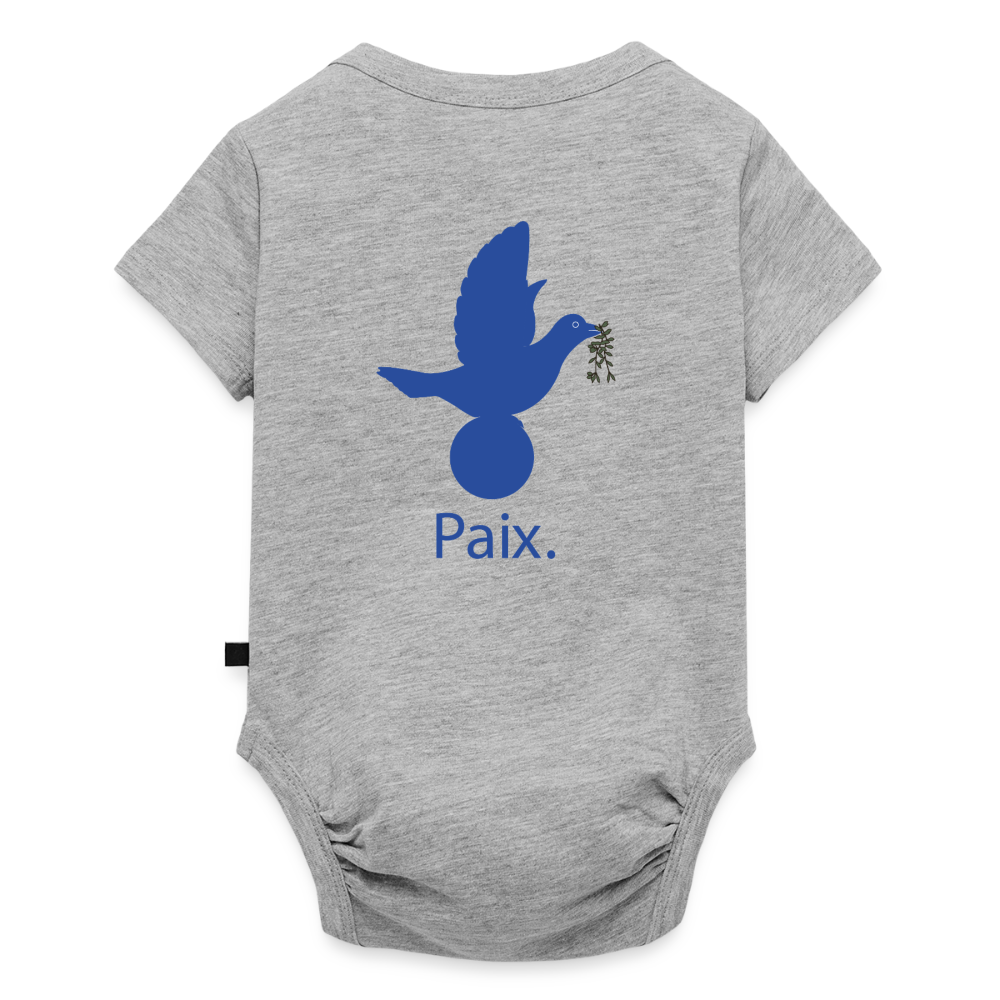 Body Bébé bio manches courtes anniversaire 1an Paix bleu - Lusoquot - gris chiné