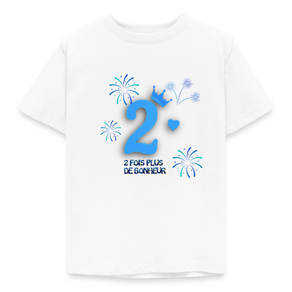 T-shirt Enfant anniversaire 2 ans Lapè bleu - Lusoquot - blanc