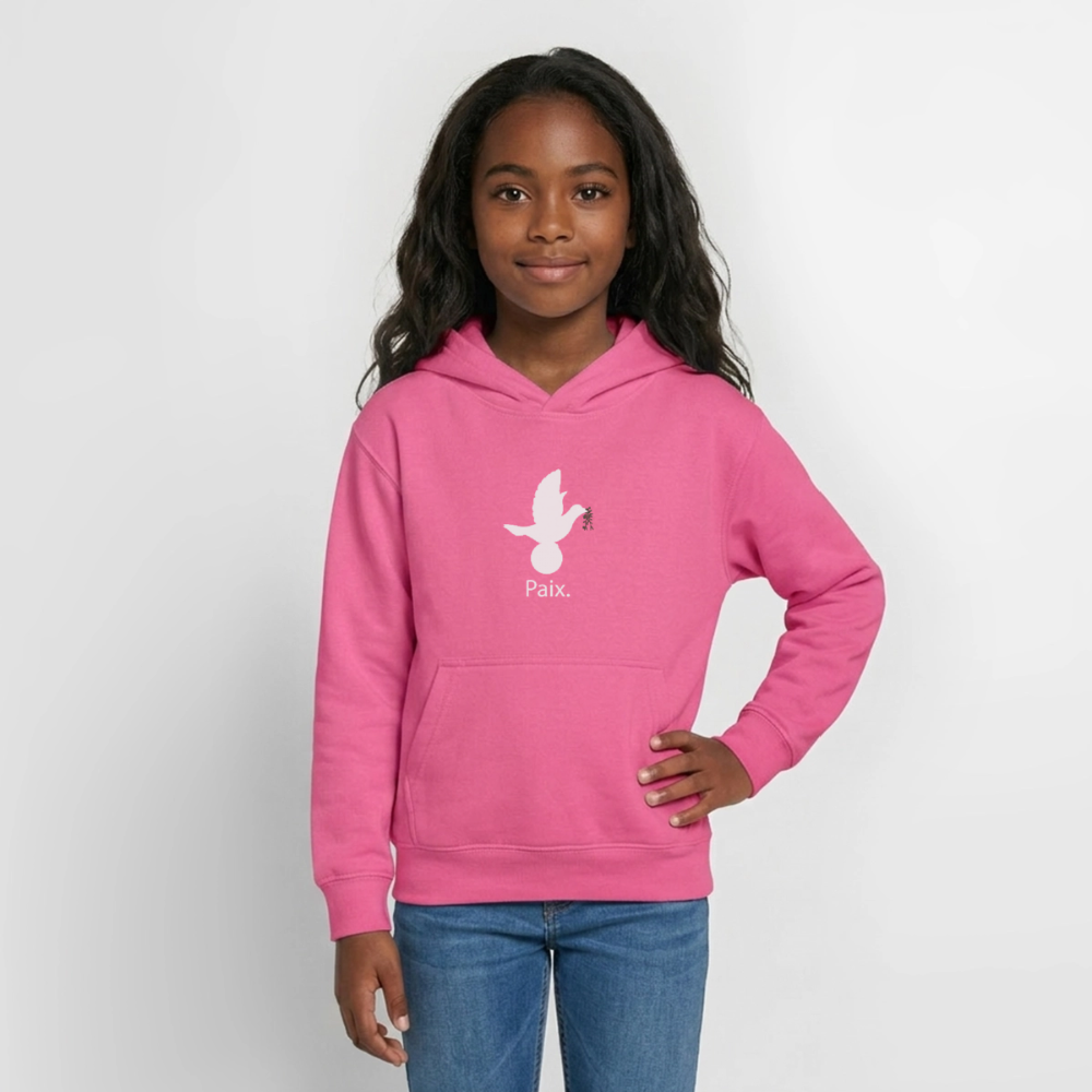Sweat à capuche Ado Paix blanc - Lusoquot - rose