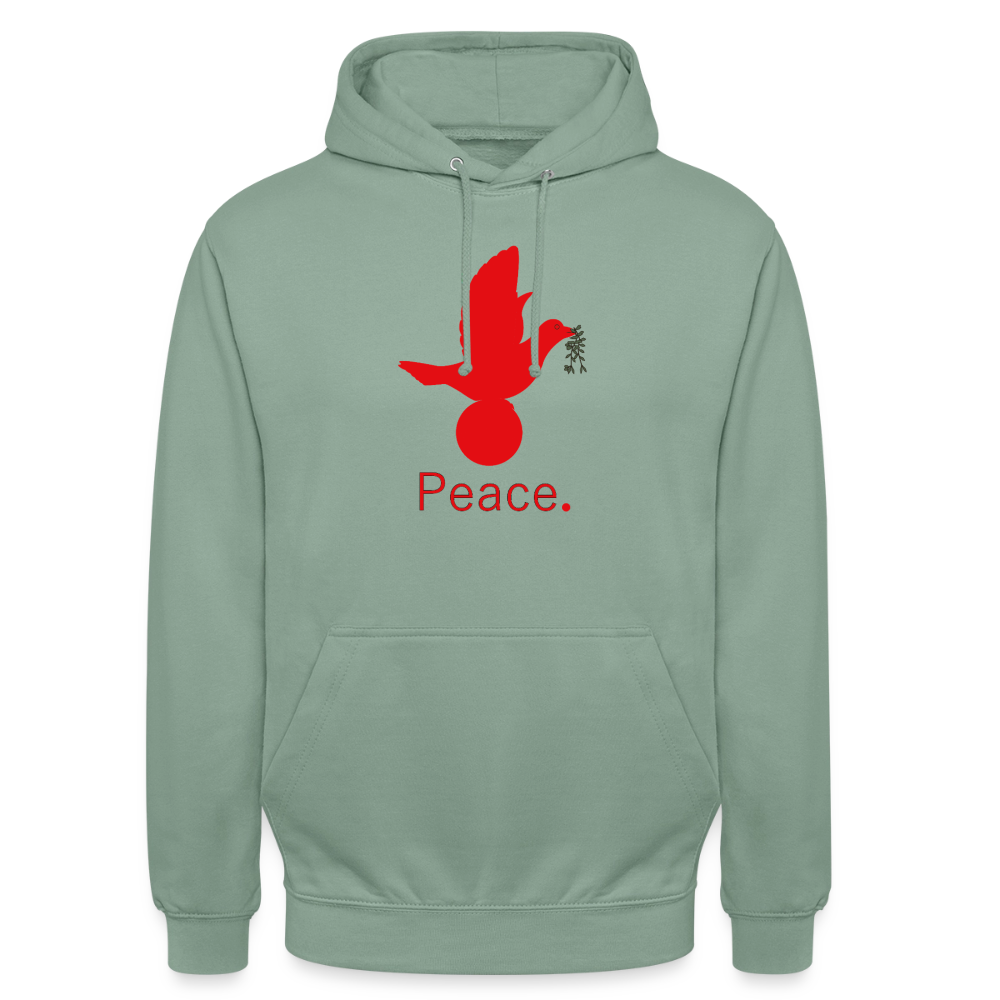 Sweat-shirt à capuche unisexe Peace rouge Lusoquot - vert-de-gris