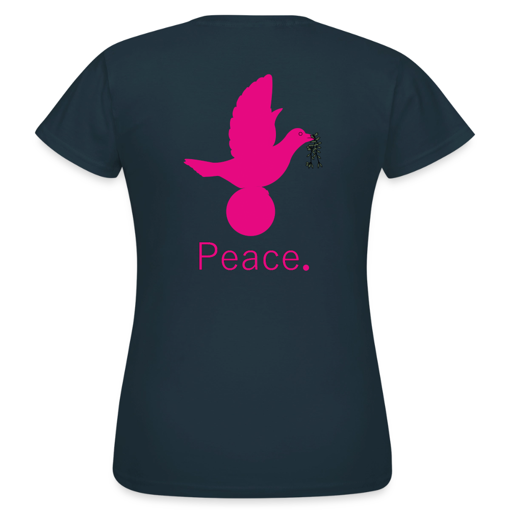 T-shirt Femme coeur Peace rose  - Lusoquot - marine